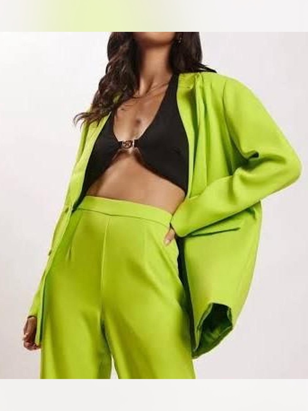 Meshki Neon Lime Green Tailored Blazer and Pants